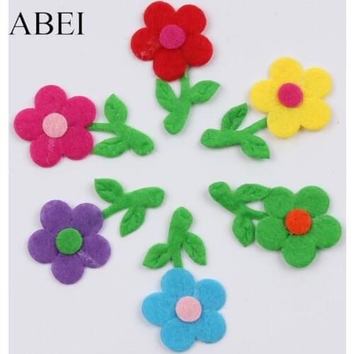 50pcs Mini Flower Felt Pads Non woven Tree Patch DIY Crafts Handmade Scrapbook Cards Making Christmas Gift Decoration Handmade
