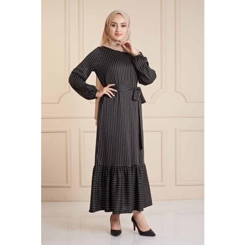 Muslim Womens Dress Striped Dubai Abaya Muslim Fashion Dress 2021 Hijab European Clothing Robe Islam Femme Caftan Oman Turkish