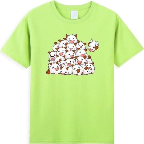 Poro Bunch Cartoon Sheep Men T Shirts Fashion Urban Trend Mens T-Shirts 2021 Summer New Cotton Tops Casual Loose Male T Shirt