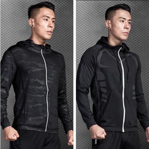 2 Packs Top Reflective Running Jackets Mens Gym Fitness Clothes Elastic Hoodie Basketball Tight Coat Quick Dry Sports Tracksuit