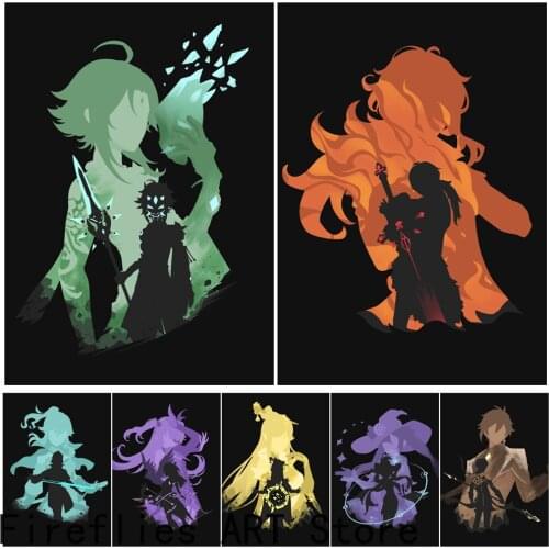 5D Diy Diamond Painting Cross Ctitch Kits Genshin Impact Anime Diamond Mosaic Embroidery Painting Round Drill Home Decor Gift