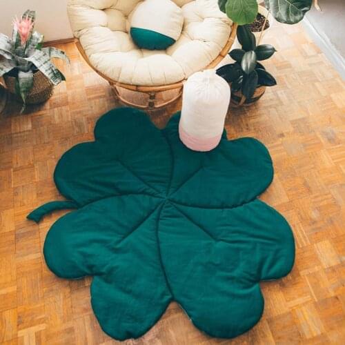Nordic Styel Leaf Shape Kids Room Decor Aesthetic Floor Carpet Baby Soft Cotton Crawling Safety Play Mat Comfortable Blanket