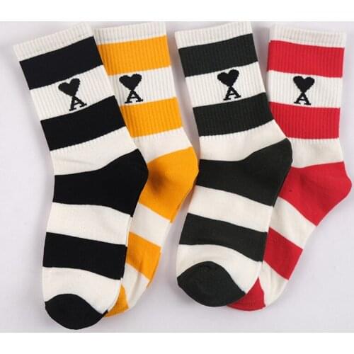 Crew Street Fashion Socks Stripe Love Peach Heart AD Bars Streak Stripes French High Grade Luxury Brand Avant Young Fashionable