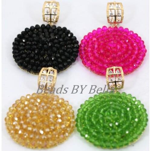 2017 New Hot Handmade Crystal Beaded Drop Earrings Full Beads Plate Earrings For Women Jewelry Accessories Free Shipping ABD052