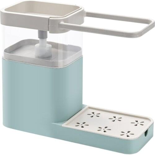 New Kitchen Dishwashing Liquid Press Outlet Box Drain Storage Box Dish Towel Hanger Kitchen Soap Dispenser with Sponge Holder