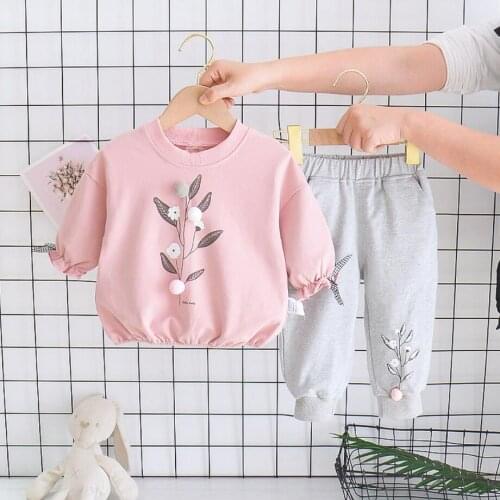 Baby Girl Clothes Fashion Long Sleeved Leaf Top+Pants 2pcs Set For 1 2 3 4 Years Toddler Girls Autumn Clothing
