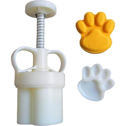 Plastic Mooncake Mold 50g Cat Paw Stamp Cookie Cutter Mould Hand Pressure Baking Accessories Mid-Autumn Festival Kitchen Gadgets