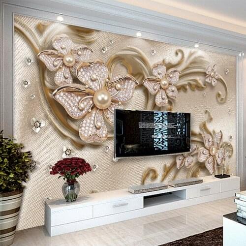 Custom 3D Murals Wallpaper Modern Simple Jewelry Flower TV Background Wall Cloth Living Room Hotel Luxury Decor Wall Papers Roll