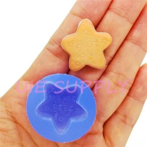 QYL472U 23.3mm x 22.6mm BEST WISHES Cookie Biscuit Silicone Mold Fondant Cake Decoration Candy Craft Resin Clay Pendant Earrings