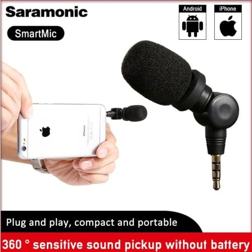 Saramonic SmartMic Flexible Condenser Plug in Microphone Mic w/ High Sensitivity for IOS iPad iPhone 5/6/7 iPod Touch Smartphone