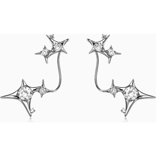 Original fashion commuter metal irregular design exquisite star mans s925 silver needle stud earrings