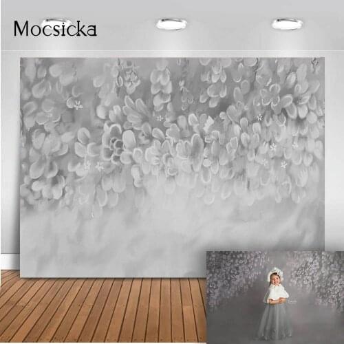 Grey Abstract Floral Backdrop for Photography Newborn Baby Portrait Background for Photo Studio Hand Painting Photo Backgrounds