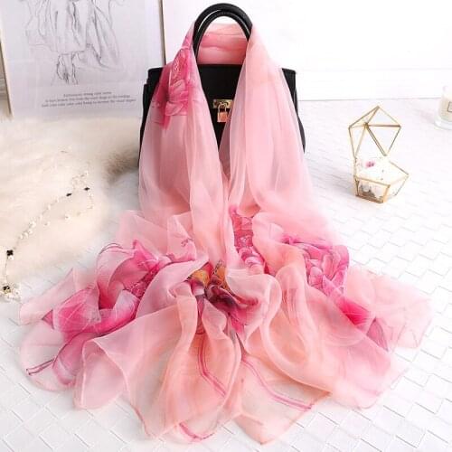 190x135cm Super Large Silk Scarves Pink Shawl Women 2020 Summer Sunscreen Lotus Floral Printed Beach Pashmina Towel Seaside Wrap