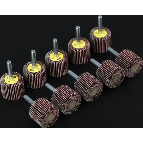 10Pcs 30MM 80# Sanding Flap Wheels Grinding Buffing Sandpaper Flap Wheel With Mandre Polishing Disc For Drill Dremel Rotary Tool