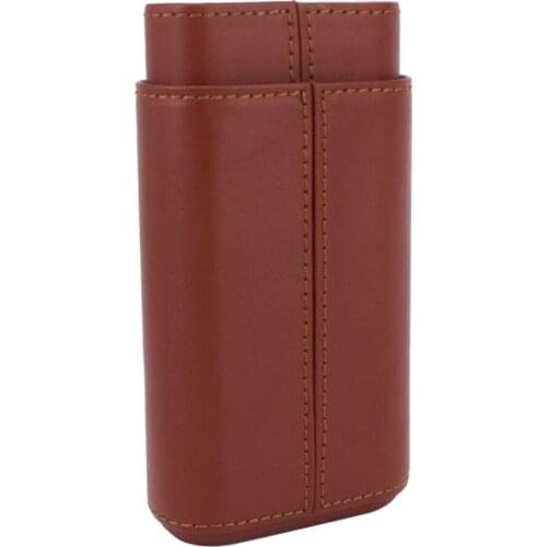 Cigar Case PU Leather Wrapped Wood Tube Portable Travel Cigar Humidor Box