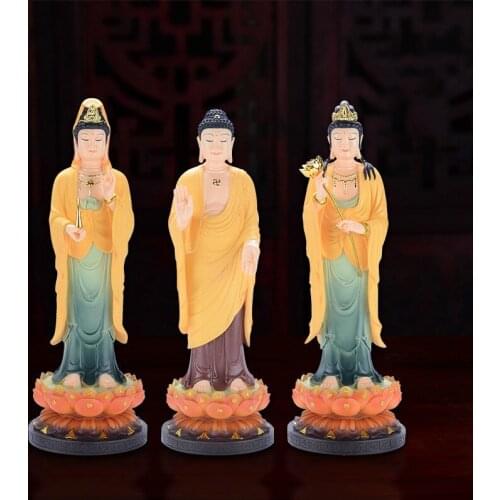 Western Sansheng Resin Crafts Buddha Statue Amitabha Buddha Guanyin Bodhisattva Home Decoration Accessories Figurines
