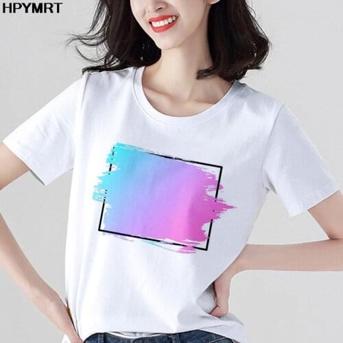 Color graphics print Womens Fashion T-Shirt Harajuku new summer Tshirts Lovely Female clothing Casual kpop T Shirt Tops clothes