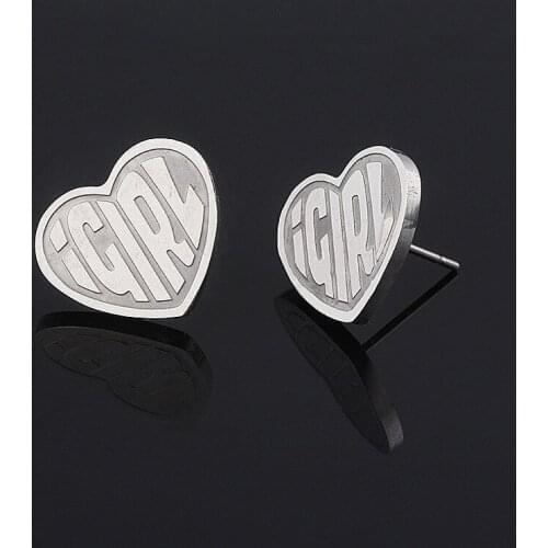 Punk Earrings Stainless Steel Igirl Earring for Women Fashion Street 90s Igirl Lerrer Heart Earings Studs 2020 Party Gifts
