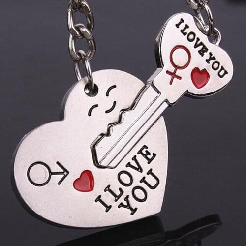 Hot Sale 1pair Heart Key Keychain Keyring Set Valentines Day Love Gift Couple Gift Drop Shipping KEY-0104