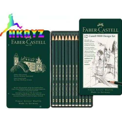 1sets Faber Castell 9000 Art Set Tin of 12 pieces Pencils Professional Sketching Drawing Pencils 8B 7B 6B 5B 4B 3B 2B B HB