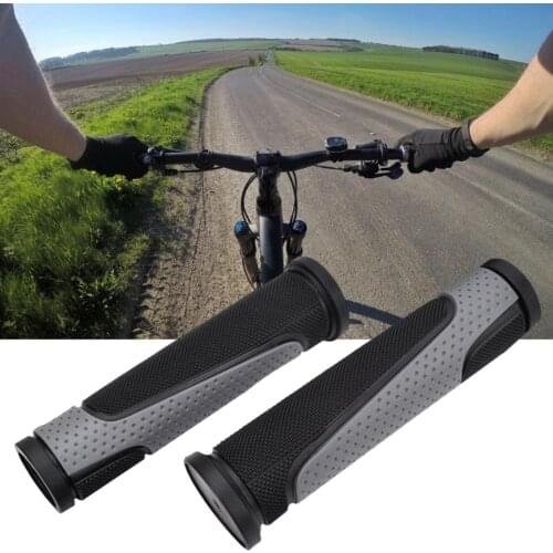 1 Pair Shockproof Bicycle Handlebar Grips Soft Rubber Anti-slip Mountain Bike Grips Ergonomic Design Bike Handle Lock Bar Ends