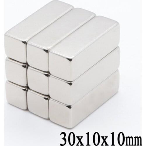 10pcs N35 30x10x10mm High Quality Super Strong Cuboid Block Craft Rare Earth Magnetic Neodymium Cube Magnet 30 x 10 x 10mm