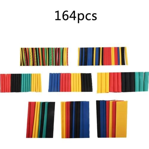 164pcs Heat Shrinkable Wire Connectors Insulation Covering Electrical Wiring Connection Power Shrink Tubing Wire Cable Sleeves