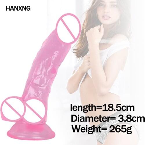 18.5cm Long Dildofor Women Masturbation Real Feel Soft Realistic Penises Powerful Sucker Dildos Flexible Plug Sex Toys Shop