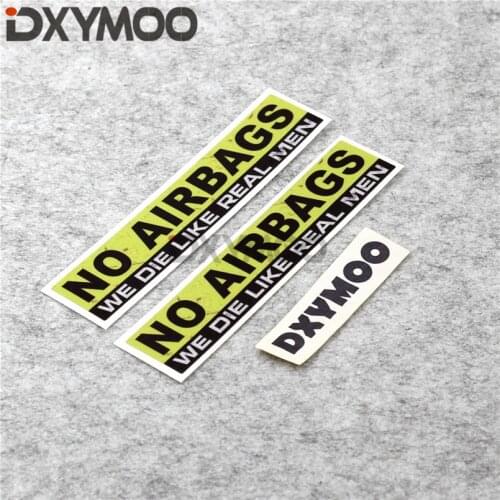 2PCS Funny Warning NO AIRBAGS WE DIE LIKE REAL MAN Car Window Sticker Reflective Car Styling 15x3cm