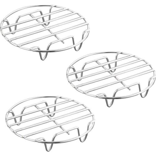 3 Pcs 7.7 in Round Cooking Rack Steamer Rack Multipurpose Drying Baking Rack for Stock Pot, Pressure Cooker, Canning