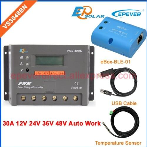 36V/48V battery Charger Controller EPEVER Solar panels system VS3048BN 30A USB cable connect with PC and ble eBOX 30amps