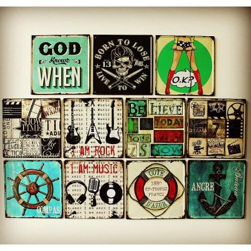 50pcs/lot Tin Sign Wall Decor Metal Poster Pub Plaque Bar Vintage Tavern Retro Home 30x30cm Music