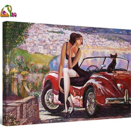 5d Diy Diamond Painting Abstract Retro Car Woman Diamond Mosaic Cross Stitch Diamond Embroidery 5D DIY Full Square Home Decor