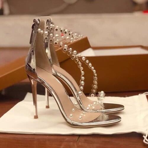 Women Sandals Bridal Fine High Heels Elegant Bling Crystal Wedding Shoes Sexy Party Open Toe Thin Heels Female Summer Pumps 2021