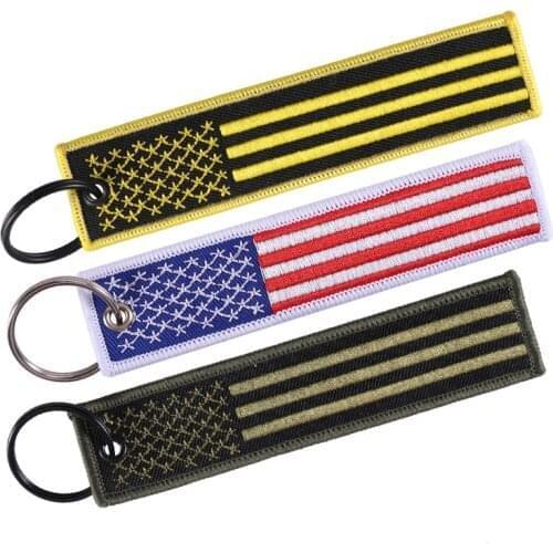 5 PCS/LOT US Flag Keychain for Motorcycles Scooters Cars and Patriotic with Key Ring EDC American Flag Gift Mobile Phone Strap