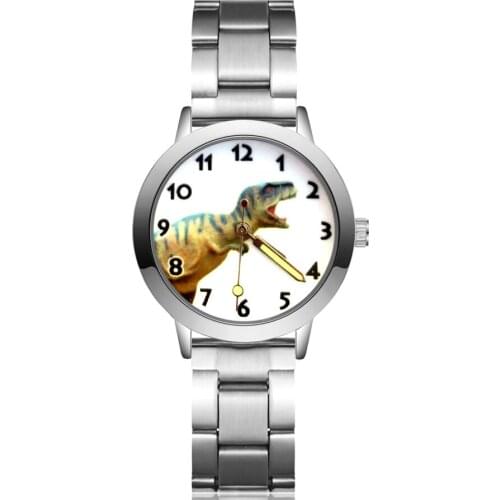 Cartoon Pretty cute Dinosaur Style Childrens Women Student Girls Boys Quartz Metal Steel Wrist Watches Clock JA202