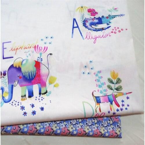 Color Letter Elephant Cartoon Animal Cotton Printed Fabric Diy Handmade Material Pillow And Bedding Accessories TJ1705