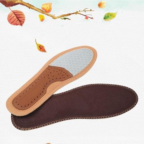 Deodorization Leather Cowhide Insoles Activated Carbon Sweat Absorption Care Breathable Insoles Men Women