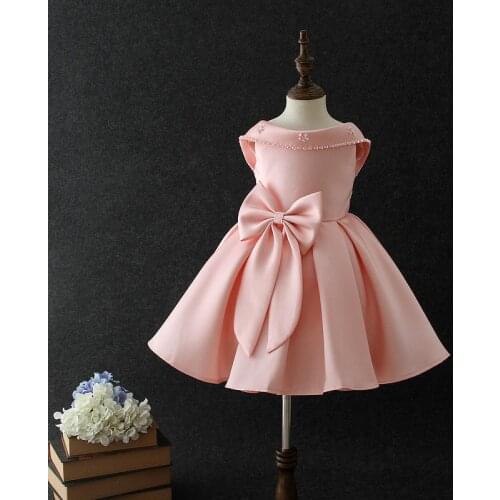DFXD Flower Girls Wedding Party Dress 2018 Spring Summer High Quality Sleeveless Soild Bowknot Backless Princess Dress 2-10Years
