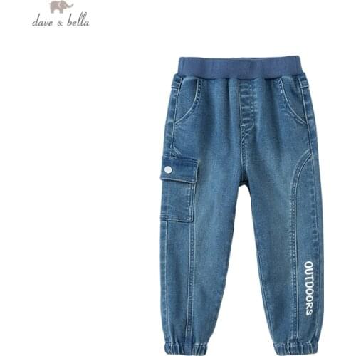 DKY19969 dave bella autumn 5Y-13Y kids boys fashion print pockets pants children boutique casual full-length pants
