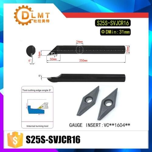 S25S-SVJCR16 3 Degrees Internal Turning Tool Holder For VCMT160404 VCMT160408 Insert Internal Boring Bar Lathe Machine