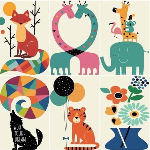 GATYZTORY Picture By Number Cartoon Animal Drawing Canvas Acrylic Gift Home Decor Oil Painting By Number Handpainted Wall Art