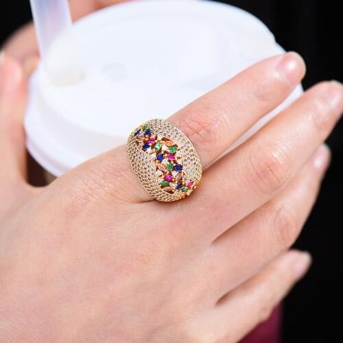 GODKI Luxury Geometry Bold Statement Rings for Women Bridal Engagement Wedding Jewelry Cubic Zirconia CZ Accessories Rings