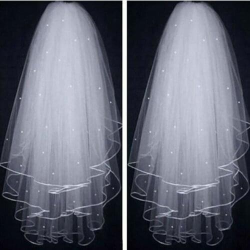 Top Sale New 3T White/ Ivory Pearl Wedding Bridal Veil With Comb