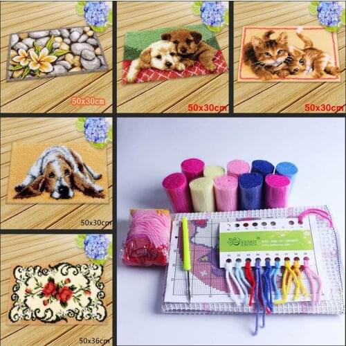 Embroidery Carpet Foamiran For Needlework Latch Hook Rug Kits Diy Knoopkussen Dieren Latch Hook Tapijt Kussen Knooppakket Tapijt