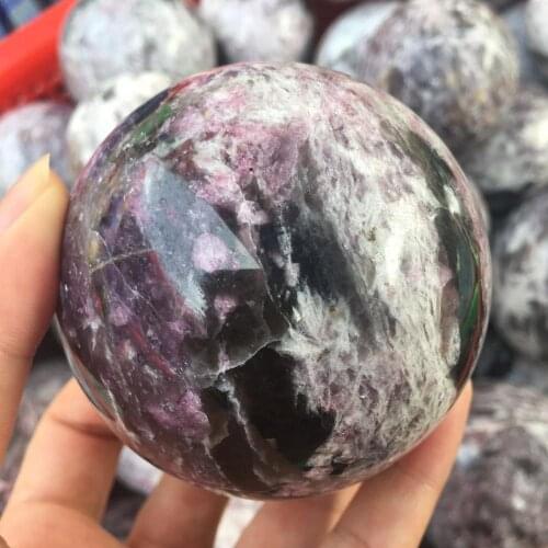 Beautiful Natural Plum blossom Tourmaline Sphere Gemstone Ball Reiki Healing for Home Decoration