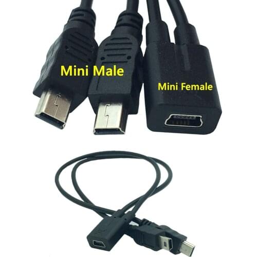 Mini USB 1 to 2 Y Splitter Cable,USB 2.0 Mini 5-Pin Female to Double 2 Male Converter High Speed Charging Cable Cord