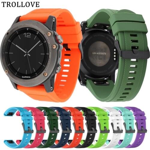 Soft Silicone Replacement Wristband Watch Band Bracelet for Garmin Fenix 5 5S plus 5X S60 3 HR D2 22 26 20mm Quick Release Strap