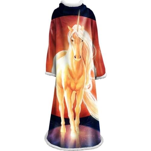 Wolf Print Sleeve Beds Blanket Soft Sherpa Fleece Blanket Plush Bedclothes Wolf Dreamcatcher Throw Blanket cobertor With Sleeve