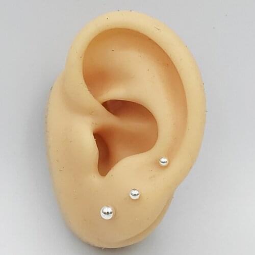 Set of 3 pair 925 sterling silver plain ball stud earrings 2mm 3mm 4mm tiny ball earring
